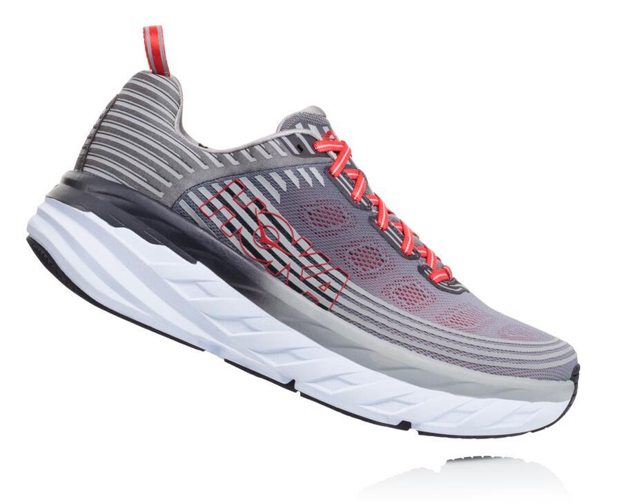 Hoka One One Running Shoes Mens Grey - Bondi 6 - 73169ZJVG